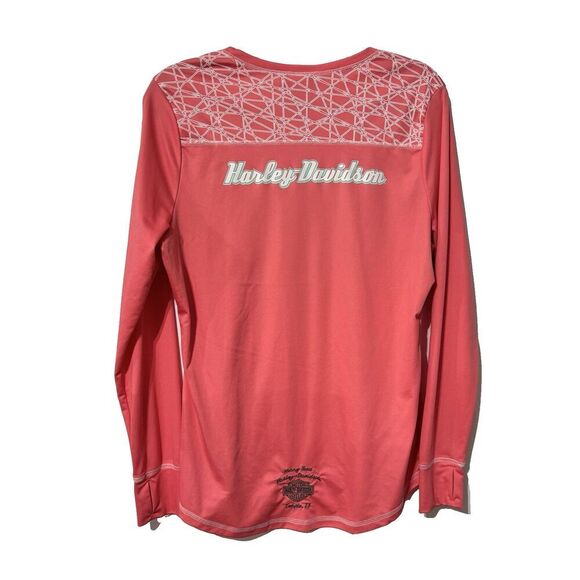 Harley-Davidson Women's Pink Long Sleeve Jersey Large Horny Toad Temple Tx - Picture 2 of 9